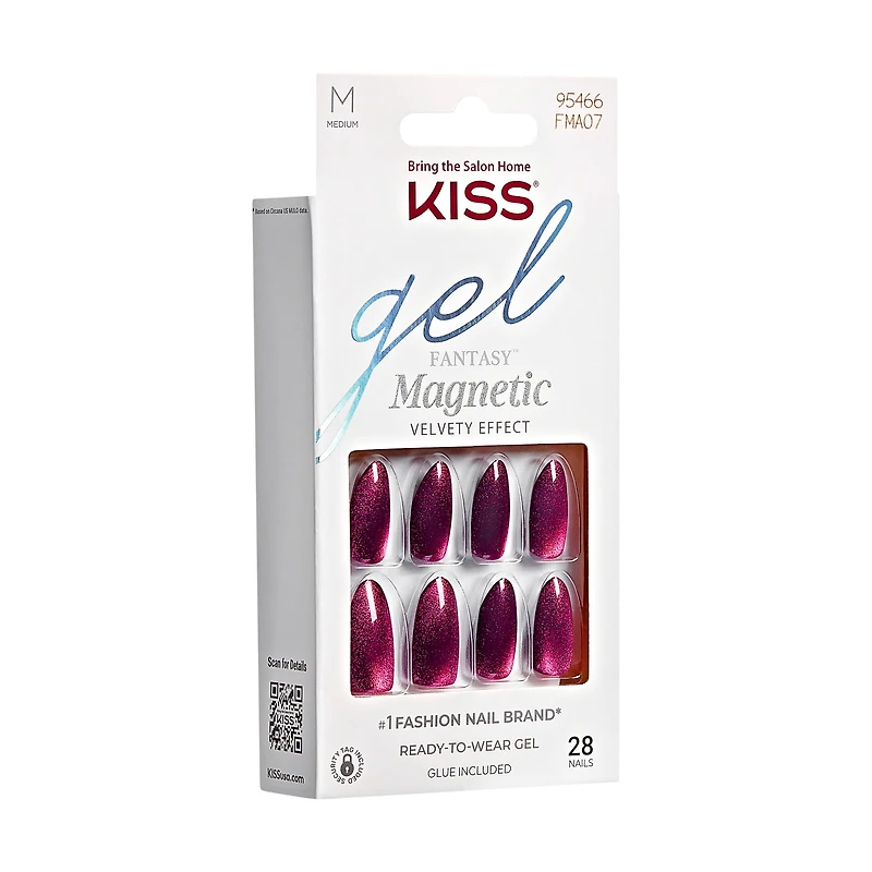 KISS Gel Fantasy Magnétique – Courant, Mauve, Amande, Moyen, 28 unités