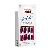 KISS Gel Fantasy Magnétique – Courant, Mauve, Amande, Moyen, 28 unités