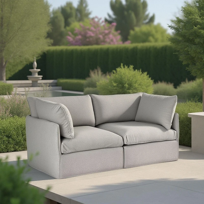Patioflare Flexiform Modular Love Seat Patio Sofa Set, Grey