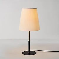 Lampe de table de 16 po noir mat/laiton/lin blanc<br>