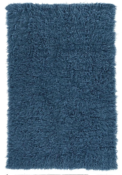 Tapis Nouveau Flokati 1400 gr de 8' x 10', Bleu Denim
