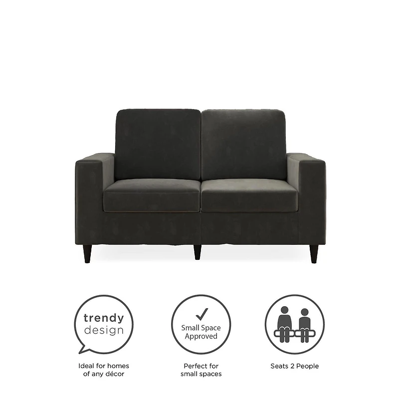 Causeuse Cody de Hometrends en velours gris, 2 places