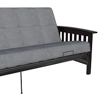 DHP Brixen Espresso Wood Arm Metal Futon Frame with 6-Inch Mattress, Full, Gray