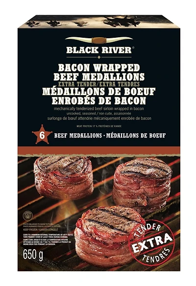 Black River Bacon Wrapped Beef Medallions, Individually vacuum packed