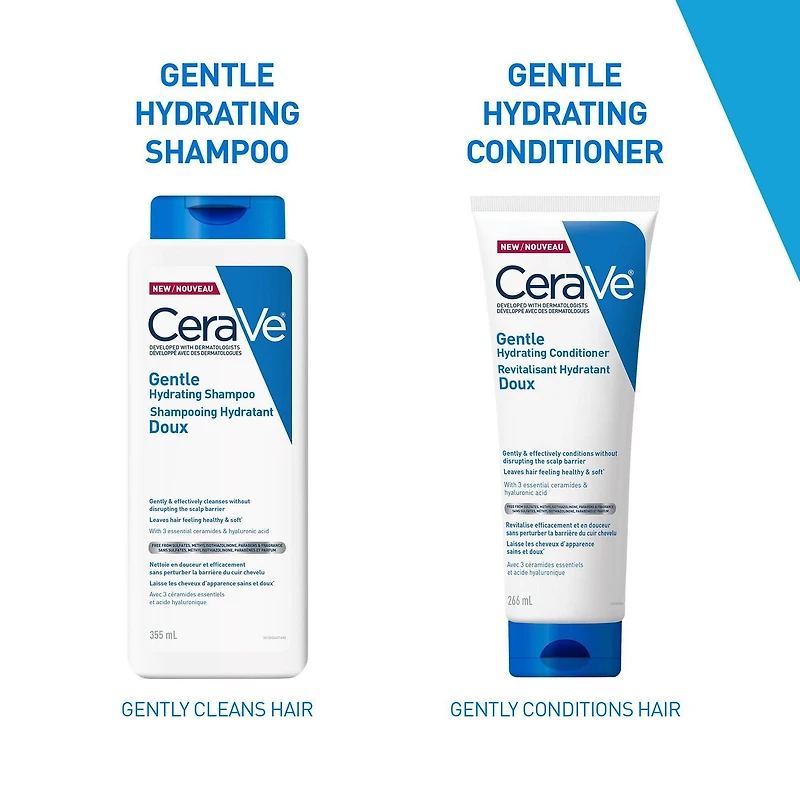 CeraVe Revitalisant Hydratant Doux, Revitalisant Sans Sulfate avec Céramides et Niacinamide, 266 ml Pour des cheveux doux et sains
