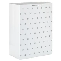 Très grand sac-cadeau de 20 po avec poignées, Hallmark (paillettes blanches et argentées) pour les fêtes, les mariages, les remises des diplômes, Noël