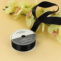 UNIQUE CREATIV, ruban, satin simple face, noir, 100 % polyester, 25 mm x 5,5 m (⅞ po x 6 v)