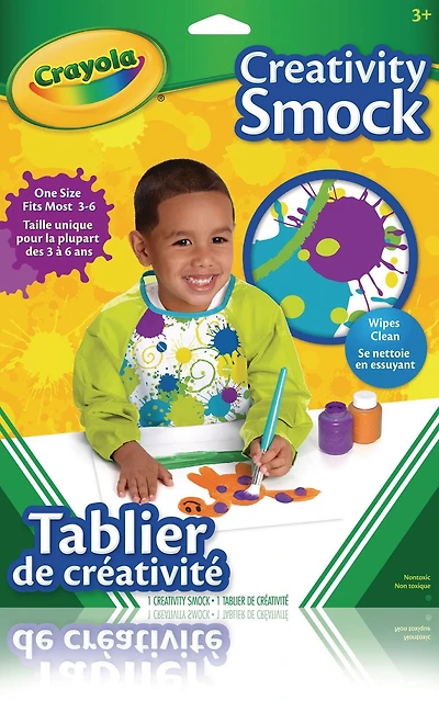 Crayola Creativity Smock, Wipes clean with a damp cloth
