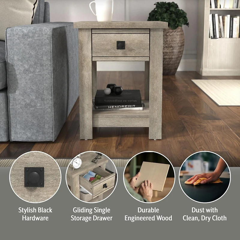 Hillsdale Coover Table d'appoint en bois avec 1 tiroir