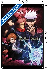 Jujutsu Kaisen – Une feuille 22,375" x 34" Affiche Murale avec Cadre Magnétique en Bois de Hêtre, par Trends International