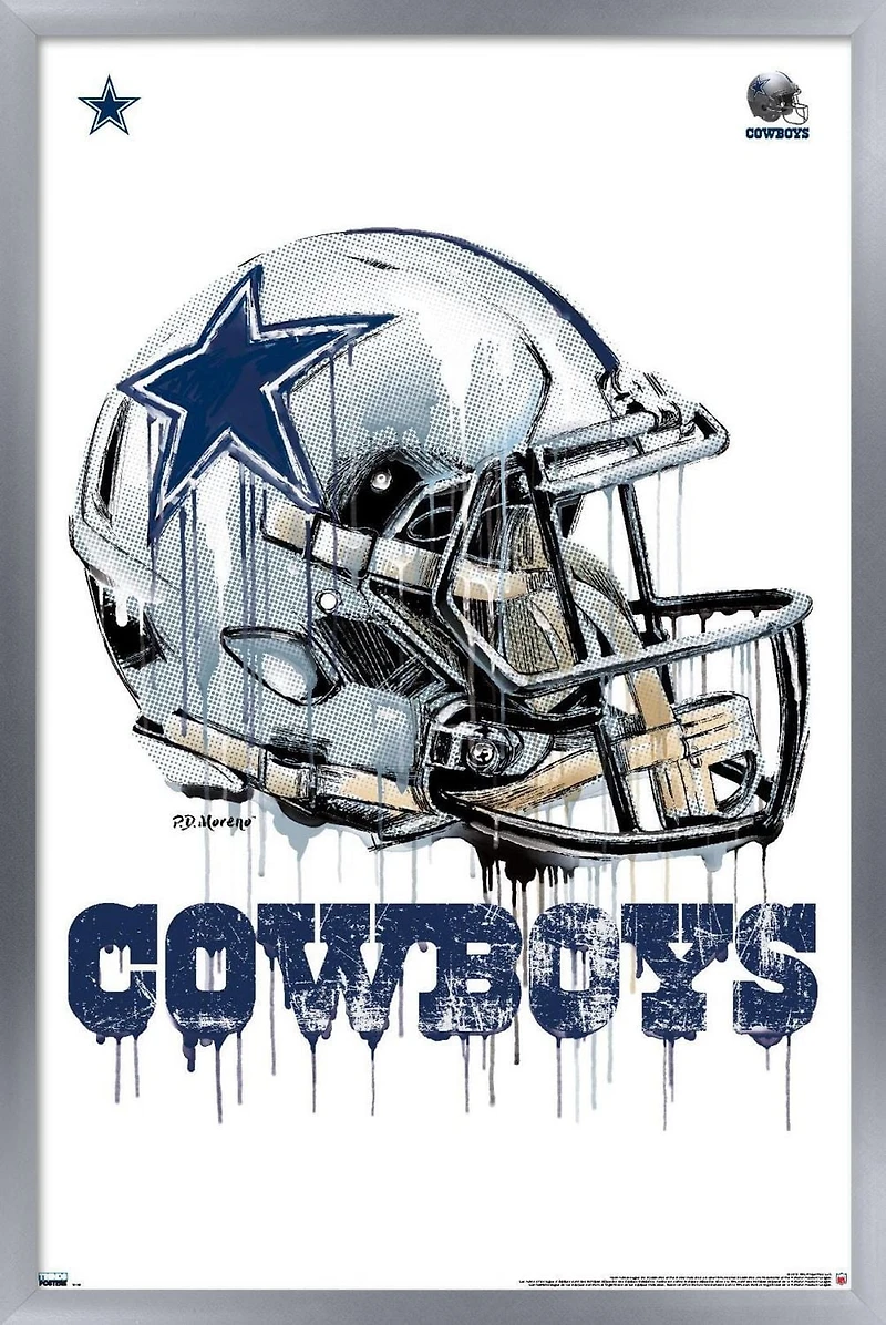 NFL Dallas Cowboys - Drip Helmet 20 Wall Poster, 22.375" x 34" Framed
