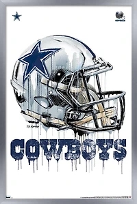 NFL Dallas Cowboys - Drip Helmet 20 Wall Poster, 22.375" x 34" Framed