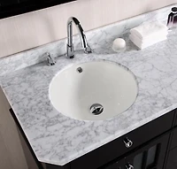 American Imaginations 16-in. W Round Bathroom Undermount Sink Set In Biscuit - Chrome Hardware - Overflow Drain Incl. AI-27040