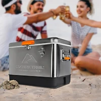 Ozark Trail Ice Chest Cooler 54 Quarts Stainless Steel Portable Cooler with Bottle Opener 85 Can, 51 L