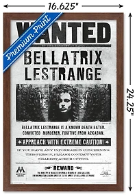 The Wizarding World: Harry Potter - Bellatrix Wanted Poster Wall Poster, 14.725" x 22.375"