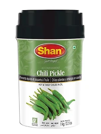 Shan Chilli Pickle – 1kg Jar of Whole Green Chilies in Mustard Oil | Authentic Indian Condiment with Fiery Flavor – 1000g, 1 KG / 2.2Lbs
