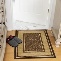 Ottomanson Ottohome Collection Non-Slip Rubberback Bordered Design Indoor Area Runner Rug/Entryway Mat