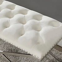 Imperial Capitonné Double Banc Avec Base D'Argent X (Beige)