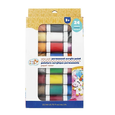 TINY HANDS Permanent Acrylic Paint — Value Pack, 24 Colours, Age 3+, ACRY PAINT 24PCS