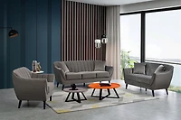 Topline Home Furnishings 3-piece Set: Sofa, Loveseat, & Chair, Charcoal Velvet