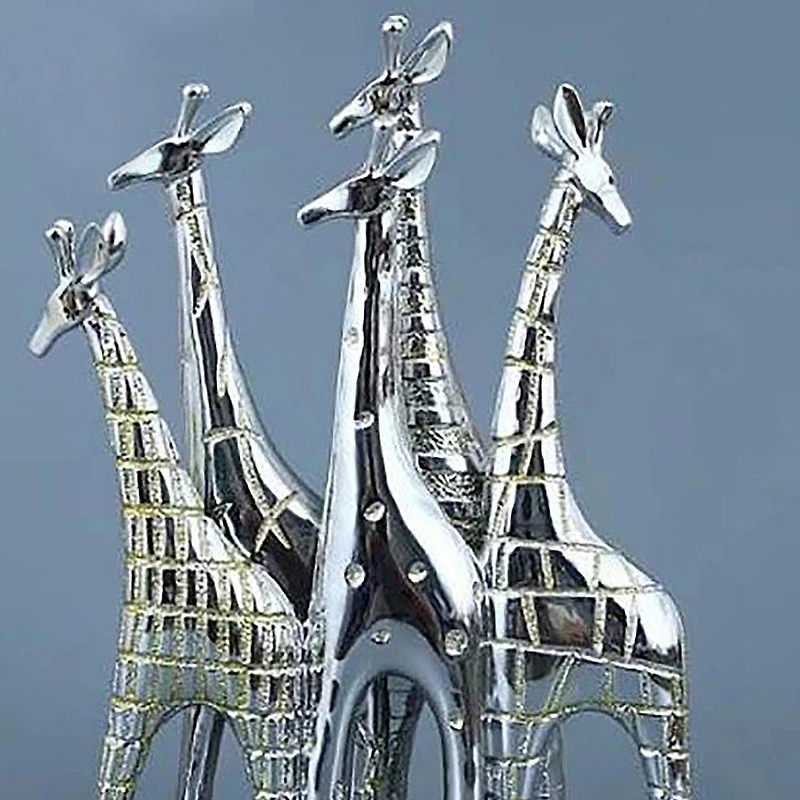 Sculpture en résine argentée représentant une girafe canadienne Safari, décoration d'intérieur