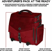 ENHANCE Collector's Edition RPG Adventurer's DND Bag - Dragon Hide Exterior Travel RPG Bag with Tabletop Miniatures Storage Vault, Mat Holder, DND Dice & Token Pockets, Fits 4-8 Books (Dragon Red)