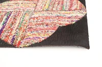 ECARPETGALLERY 4'10" x 6'8" Contemporary Cowhide Patchwork Handmade Area Rug for Living Room, Dining Room and Bedroom in Black