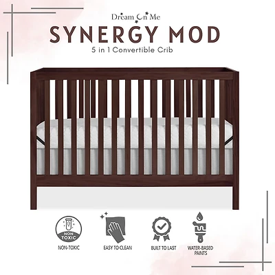 Dream On Me Synergy MOD Crib, Made with Sustainable New Zealand Pinewood, Convertible Crib