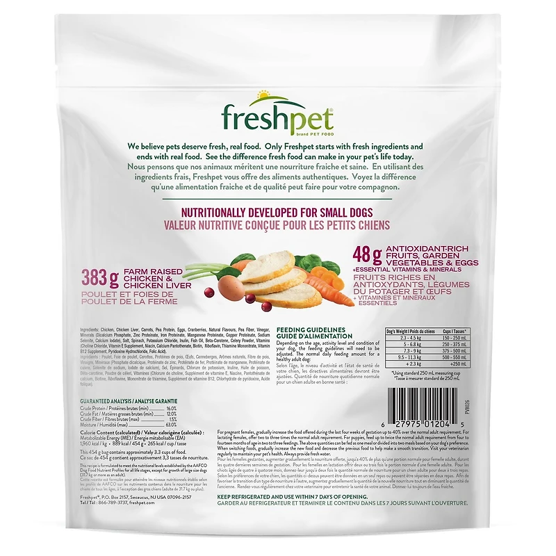 Freshpet Select Sans Grains Petit Chien Recette Au Poulet Tendre .45KG