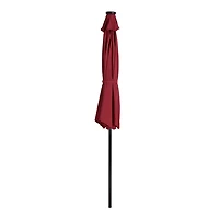 CorLiving Pegasus 9Ft Round Tilting Patio Umbrella with Solar Powered LED Lights and Powder-Coated Steel Frame