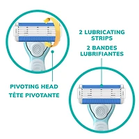 Ensemble de rasoirs pour femmes rechargeables BIC EasyRinse anti-encrassement avec 4 lames, 1 manche de rasoir et 3 cartouches de recharge