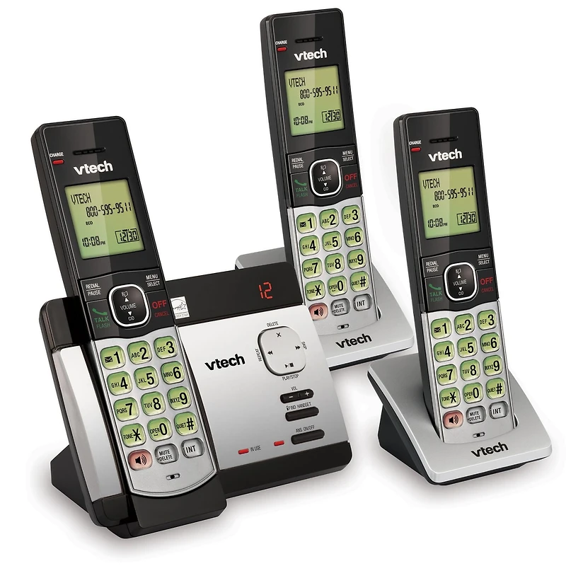 VTech CS5129-3 DECT 6.0 Expandable Cordless Phone System with 3 Handsets