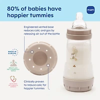 MAM Easy Start Biberons pour Bébé Anti-Coliques Mats, Biberons 2x9oz, Biberons à Débit Moyen avec Tétine en Silicone, Biberons Unisexe pour Bébé