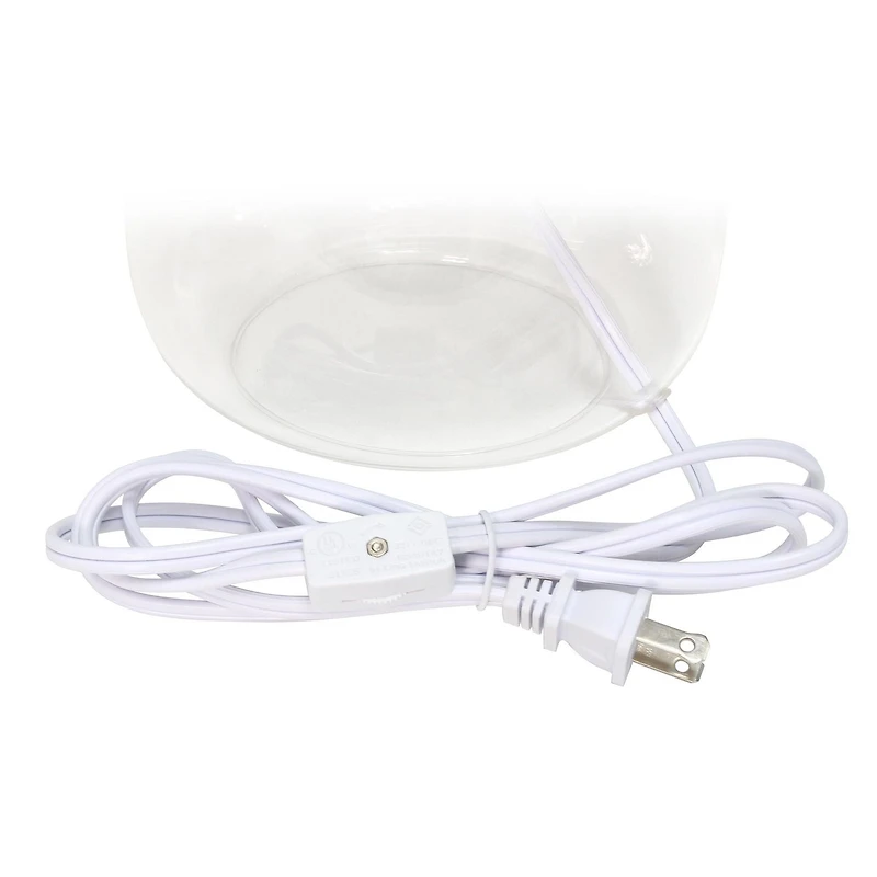 Simple Designs  Glass Table Lamp with Fabric Shade, Clear with Gray Shade