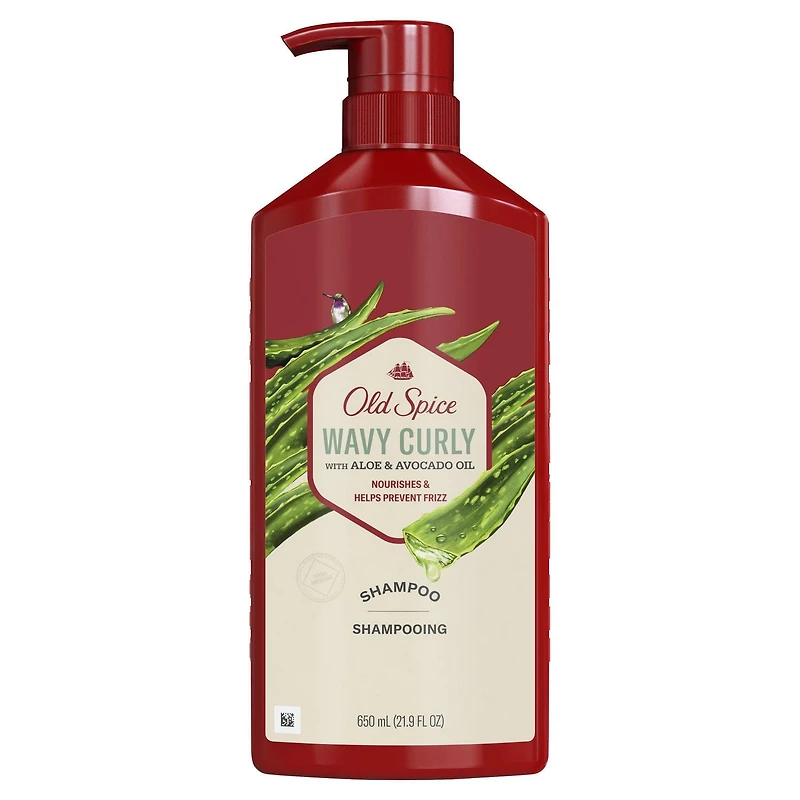 Shampooing Old Spice pour cheveux ondulés et bouclés avec aloès et huile d’avocat 21,9 oz liq./650 mL