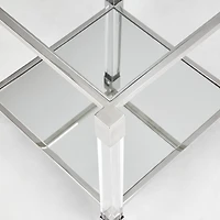 Home Gear Square Silver End Table with Acrylic Legs