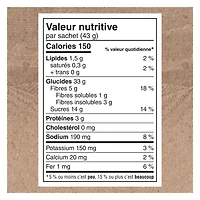 Quaker Gruau instantané Teneur élevée en fibres Raisins secs et épices 344 g.
