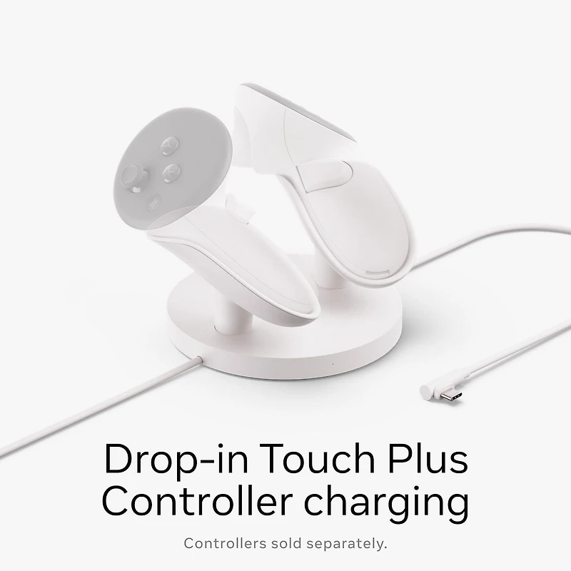 Docks de chargement compact Meta Quest — Compatible avec Meta Quest 3/3S — Câble de chargement prolongé pour casque