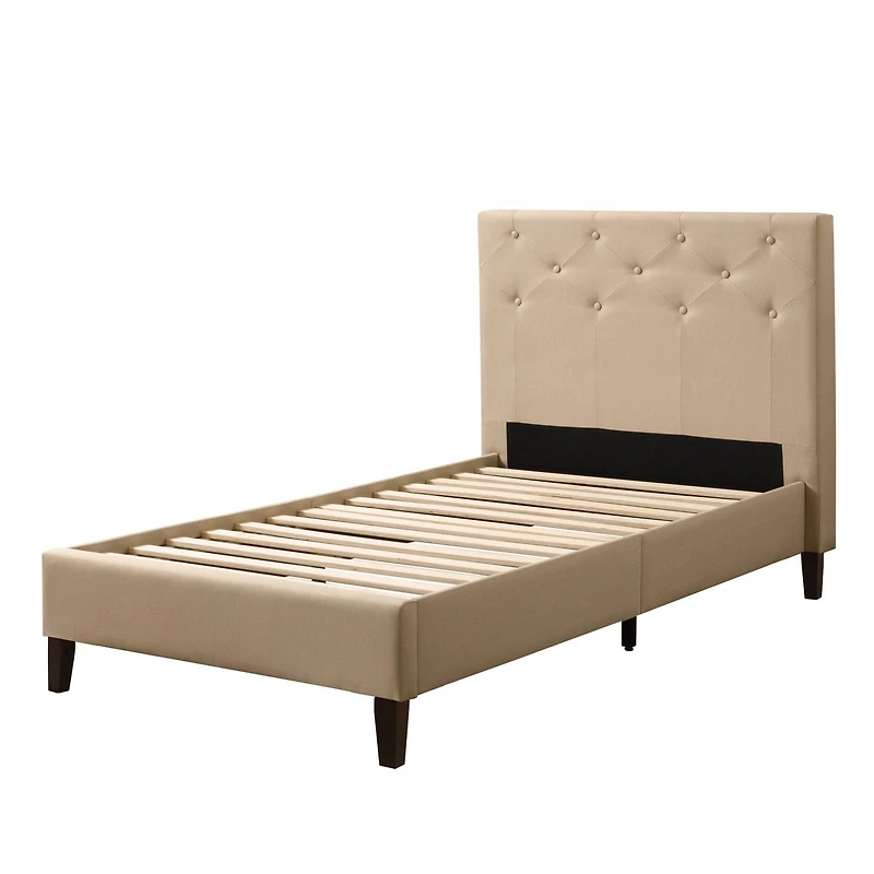 Cadre de lit plateforme rembourré CorLiving Nova Ridge pour adulte avec tête de lit (sans sommier)