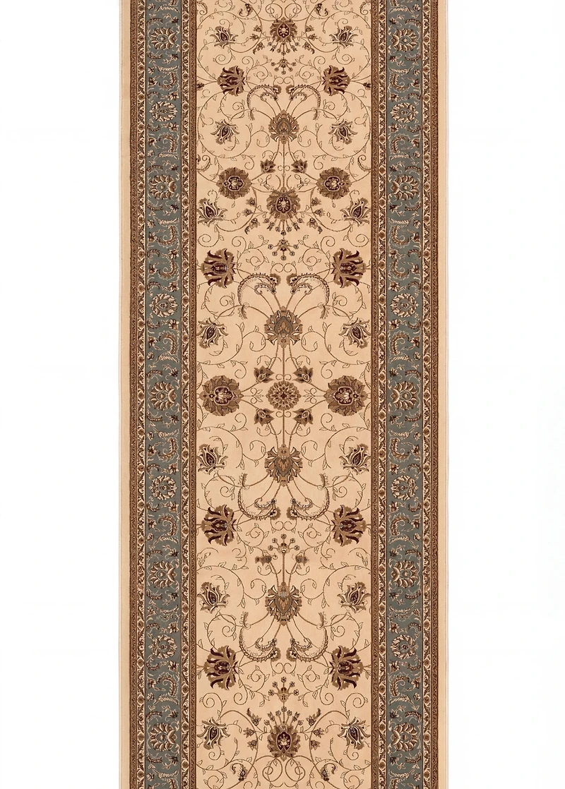 Rug Branch Majestic 2' x 12' (Exact Size: 2'3" x 12') Persian Indoor Runner Rug, Beige Blue, Traditional - Entryway, Hallway, Bathroom, and Kitchen