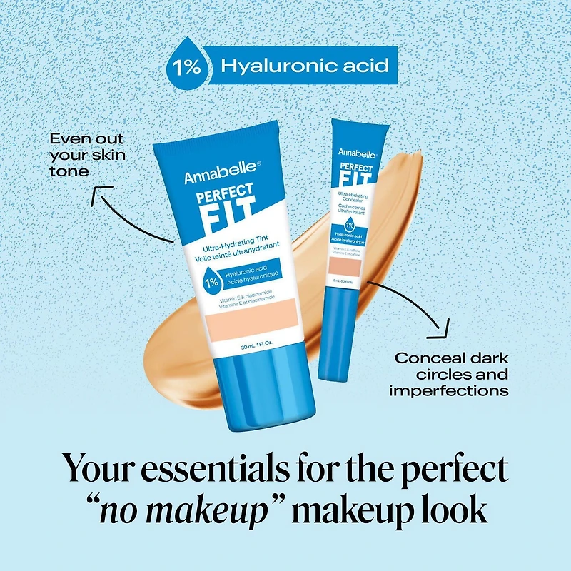 Perfect Fit Cache-cernes ultrahydratant avec 1% acide hyaluronique, niacinamide, caféine et vitamine E