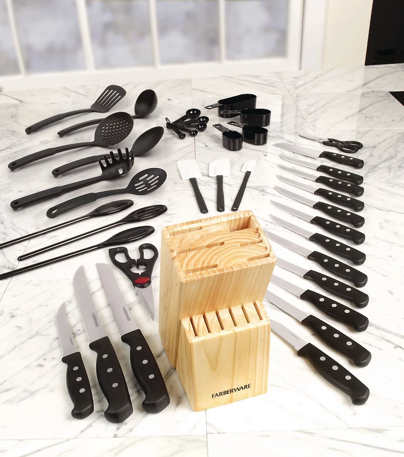Farberware 40-Piece Cutlery and Tool Set, Black