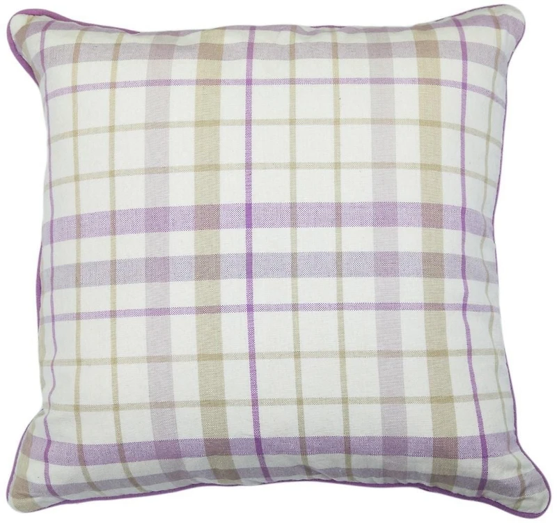 Homeport textiles Oreiller en coton à carreaux imprimé violet