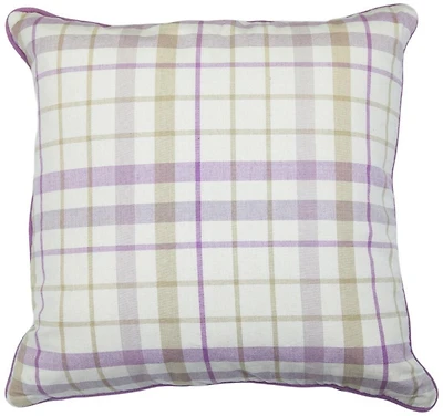 Homeport textiles Oreiller en coton à carreaux imprimé violet