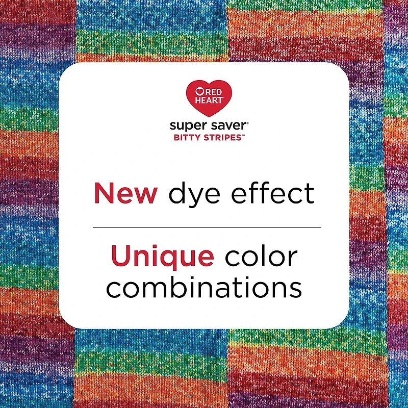 Red Heart® Super Saver® Bitty Stripes™ Fil, Acrylique #4 Moyen, 10oz/283g