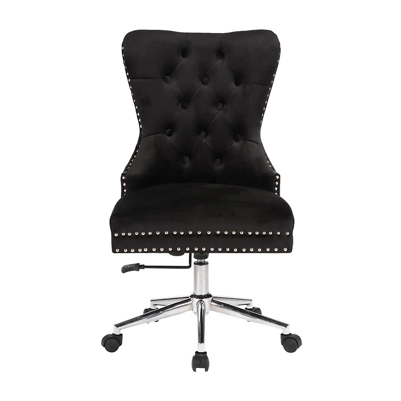 Champagne Office Chair in Black Velvet, Executive Chair, Computer Chair, Adjustable Office Chair, Vintage Office Chair, Swivel Office Chair for Home