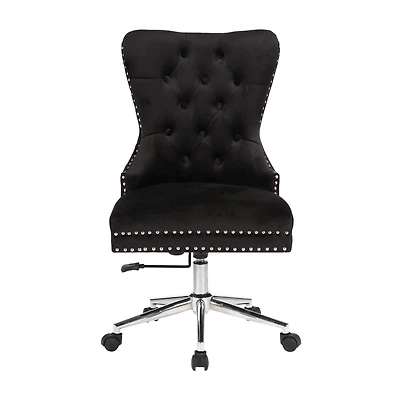 Champagne Office Chair in Black Velvet, Executive Chair, Computer Chair, Adjustable Office Chair, Vintage Office Chair, Swivel Office Chair for Home