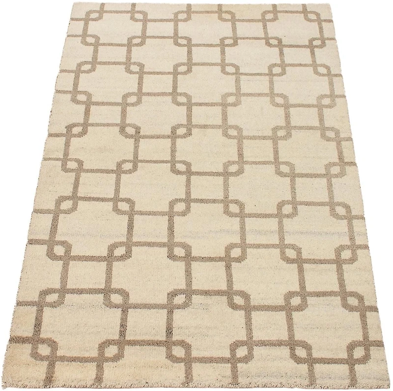 ECARPETGALLERY 4'11" x 7'8" Moroccan Tangier Hand-knotted Area Rug for Living Room, Dining Room and Bedroom in Ivory
