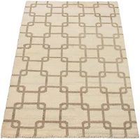 ECARPETGALLERY 4'11" x 7'8" Moroccan Tangier Hand-knotted Area Rug for Living Room, Dining Room and Bedroom in Ivory