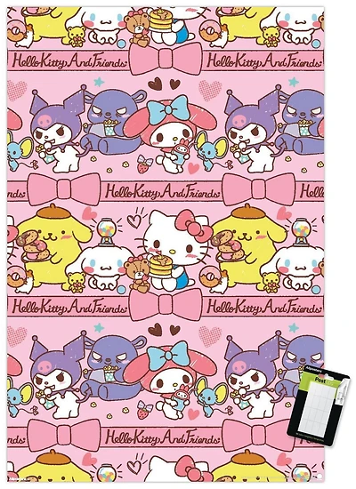 Hello Kitty and Friends: 25 Snack Time - Collage Wall Poster, 14.725" x 22.375" Framed